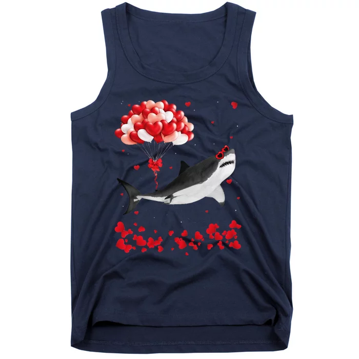 Shark Valentine's Day Cute Heart Animals Lover Gift Tank Top