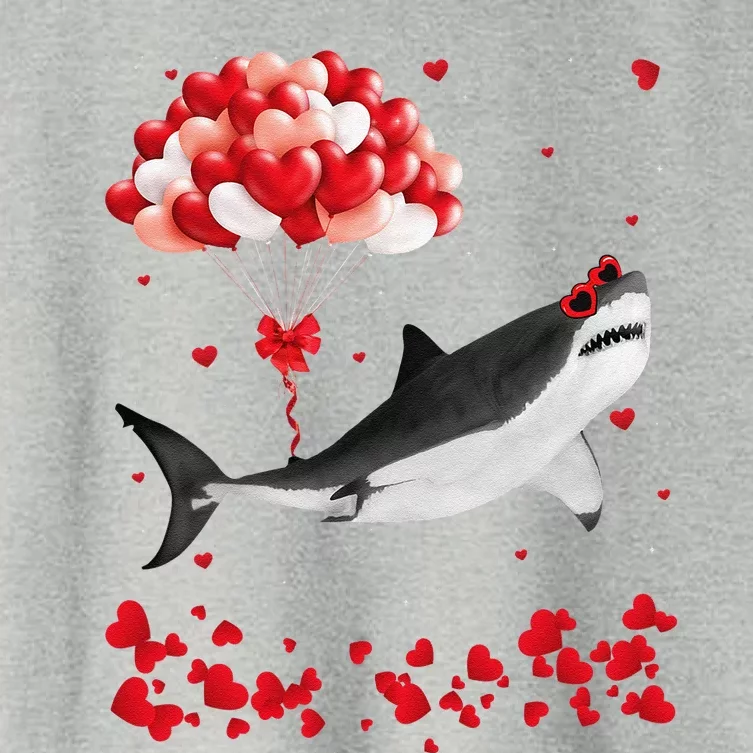 Shark Valentine's Day Cute Heart Animals Lover Gift Women's Crop Top Tee