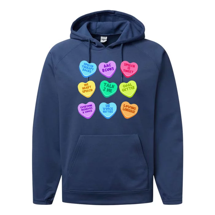 SLP Valentine's Day Pastel Candy Heart SLPA SpeechLanguage Performance Fleece Hoodie