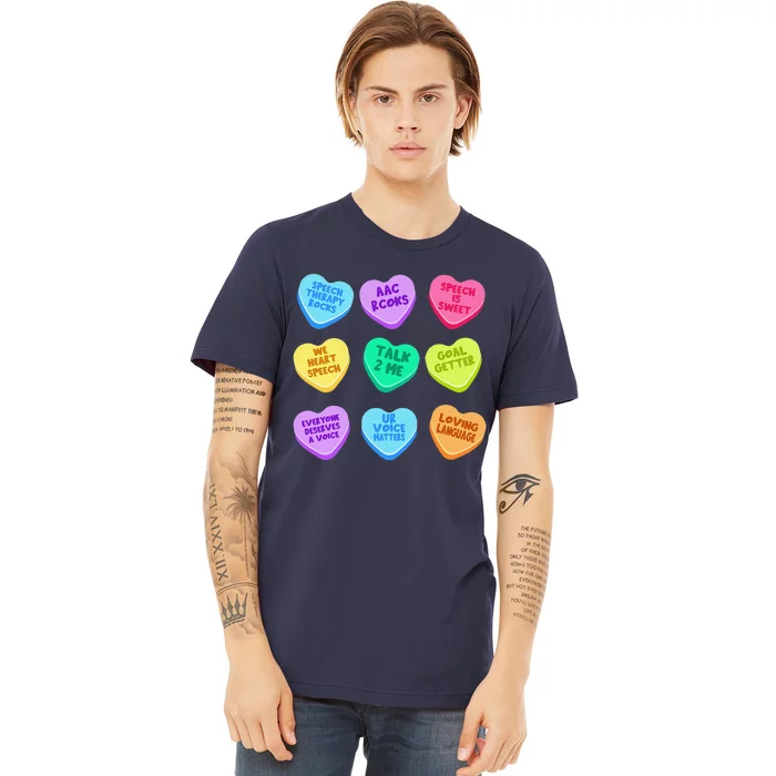 SLP Valentine's Day Pastel Candy Heart SLPA SpeechLanguage Premium T-Shirt