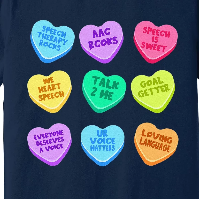 SLP Valentine's Day Pastel Candy Heart SLPA SpeechLanguage Premium T-Shirt