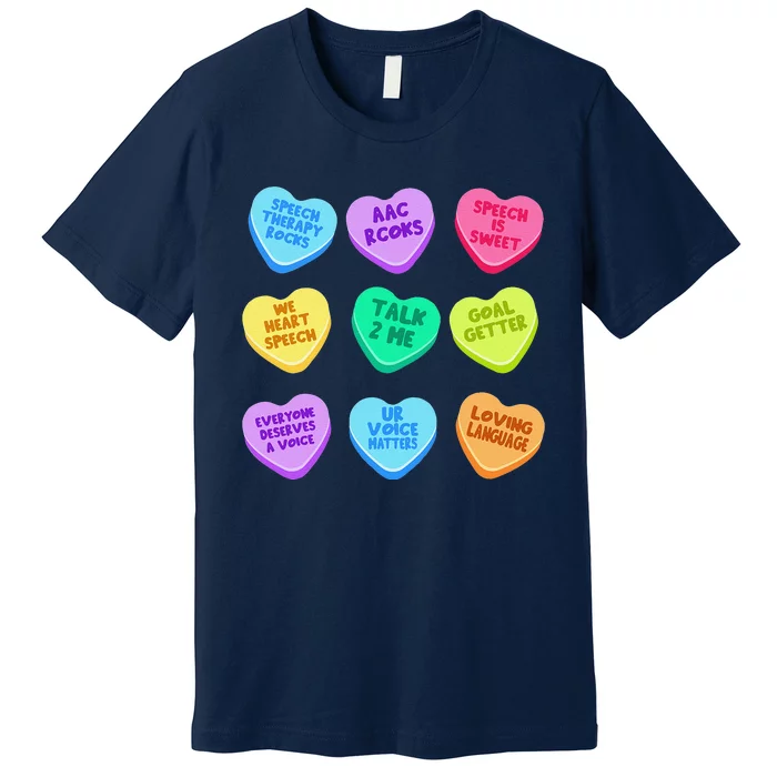 SLP Valentine's Day Pastel Candy Heart SLPA SpeechLanguage Premium T-Shirt