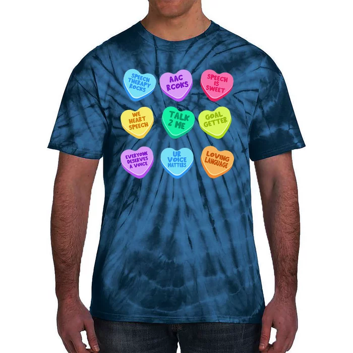 SLP Valentine's Day Pastel Candy Heart SLPA SpeechLanguage Tie-Dye T-Shirt