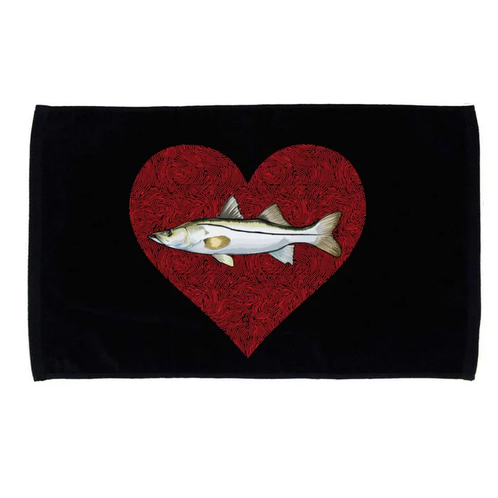 Snook Valentines Day Fish Love Fingerprint Gift Microfiber Hand Towel