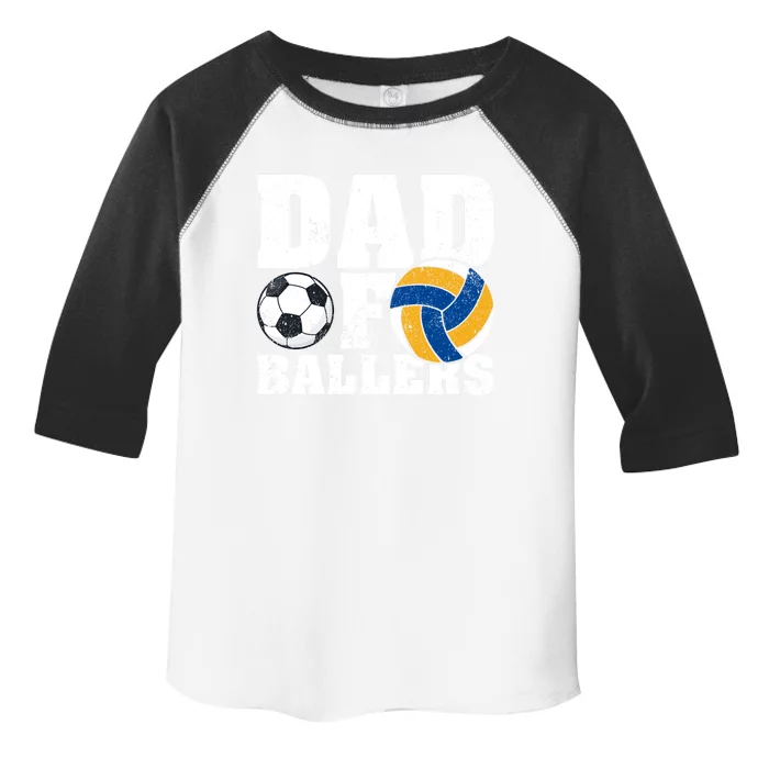 Soccer Volleyball Dad Funny Dad Of Ballers Fathers Day Gift Toddler Fine Jersey T-Shirt