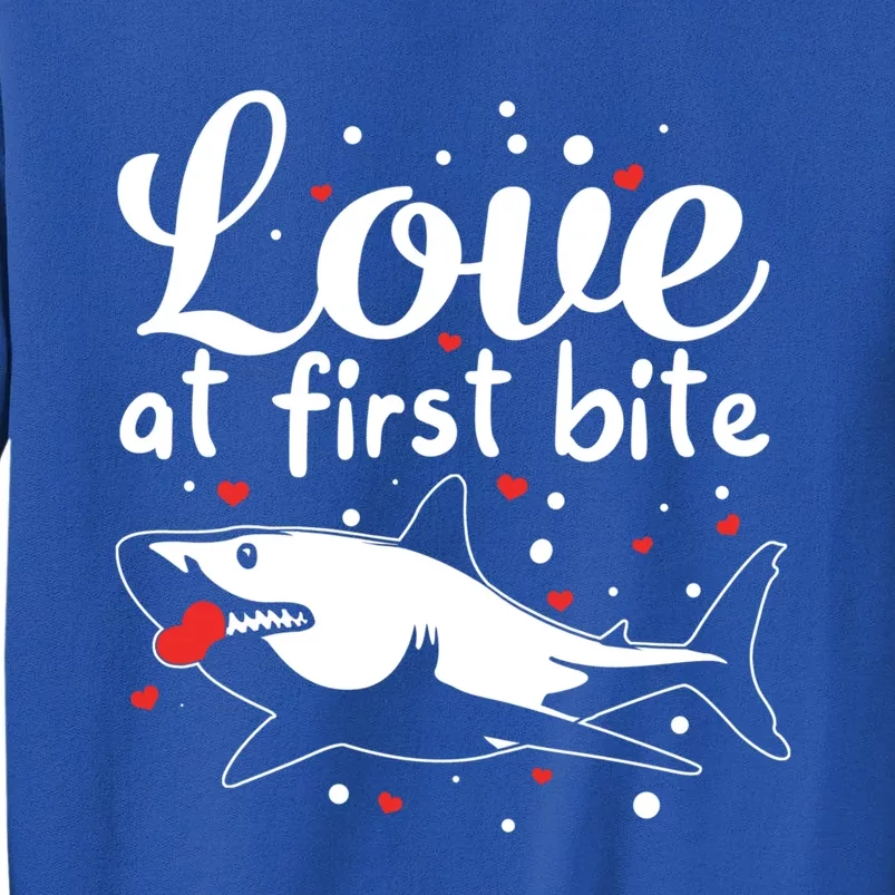 Sharks Valentines Day Crusher Heart Love Great White Shark Funny Gift Tall Sweatshirt