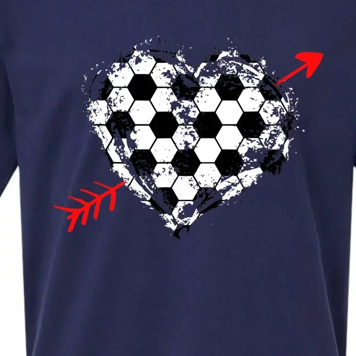 Soccer Valentines Day Soccer Ball Cupid's Arrow Heart Sueded Cloud Jersey T-Shirt