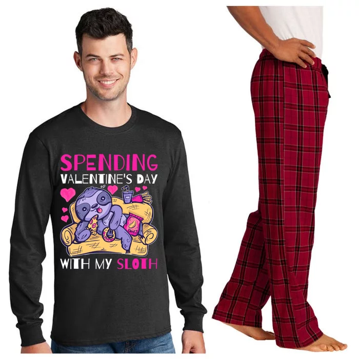 Spending Valentine's Day With My Sloth Cute Gift Long Sleeve Pajama Set