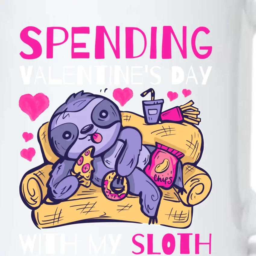 Spending Valentine's Day With My Sloth Cute Gift Black Color Changing Mug