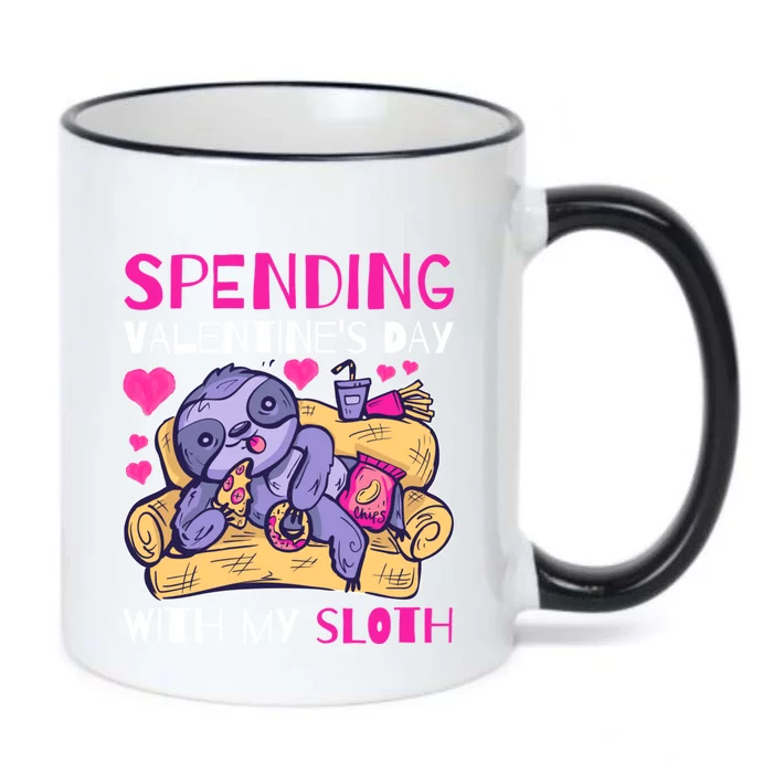 Spending Valentine's Day With My Sloth Cute Gift Black Color Changing Mug