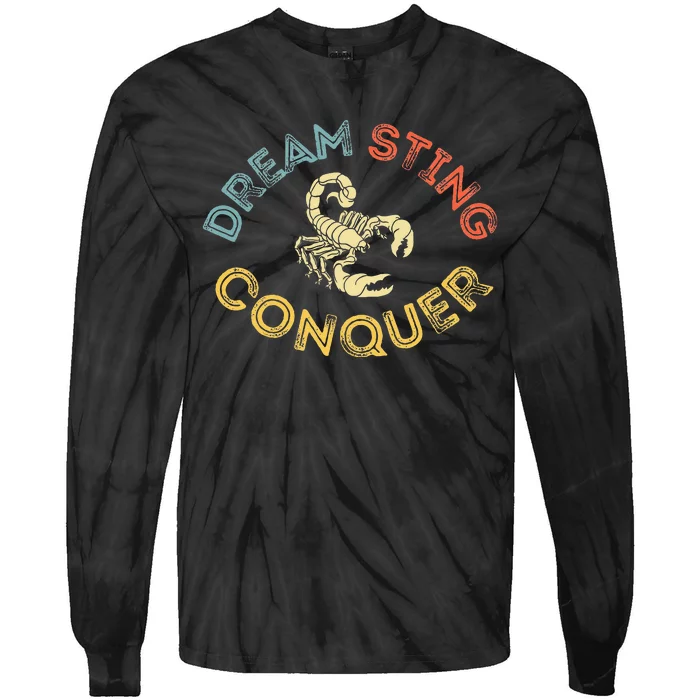 Scorpion Vibes Dream Sting & Conquer Retro Tie-Dye Long Sleeve Shirt