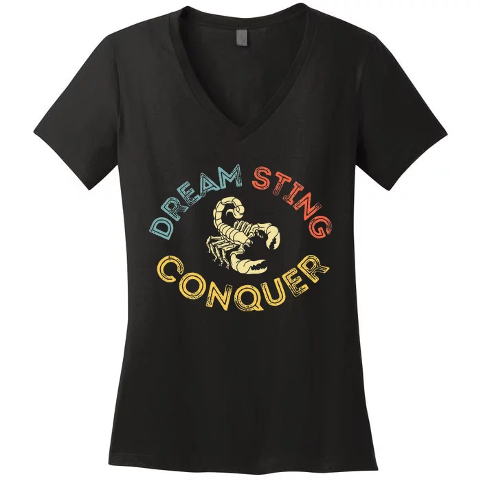 Scorpion Vibes Dream Sting & Conquer Retro Women's V-Neck T-Shirt