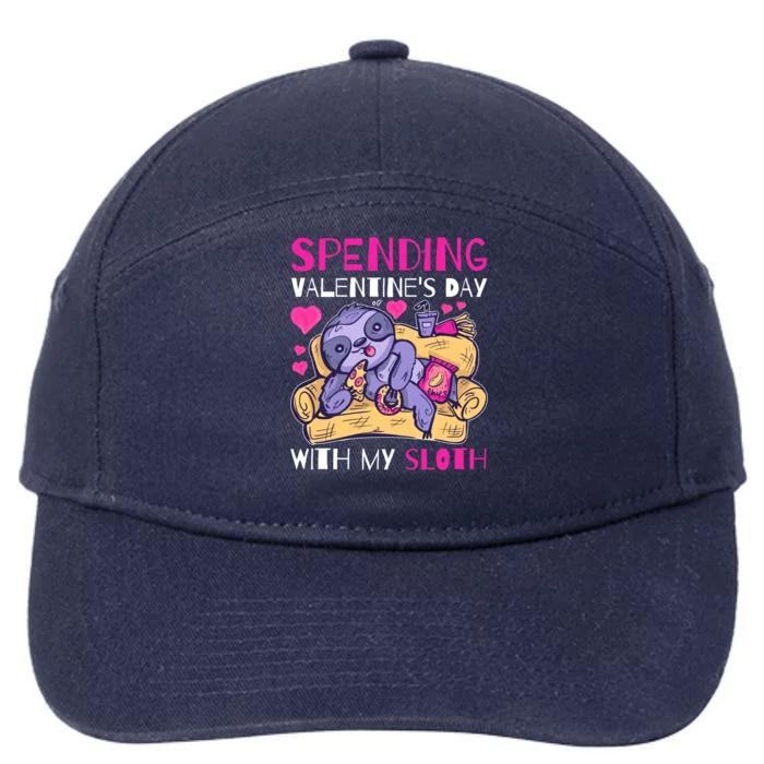 Spending Valentine's Day With My Sloth Gift 7-Panel Snapback Hat