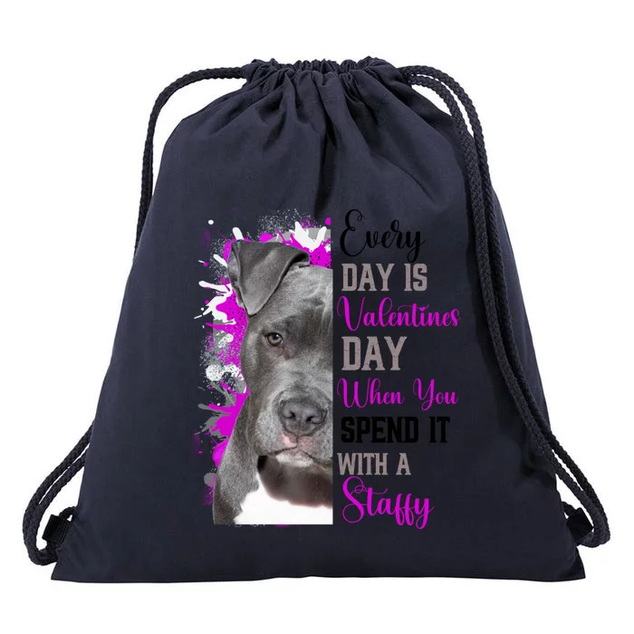 Staffy Valentines Day Mom Dogs Staffordshire Bull Terrier Funny Gift Drawstring Bag