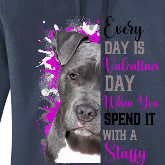 Staffy Valentines Day Mom Dogs Staffordshire Bull Terrier Funny Gift Women's Pullover Hoodie