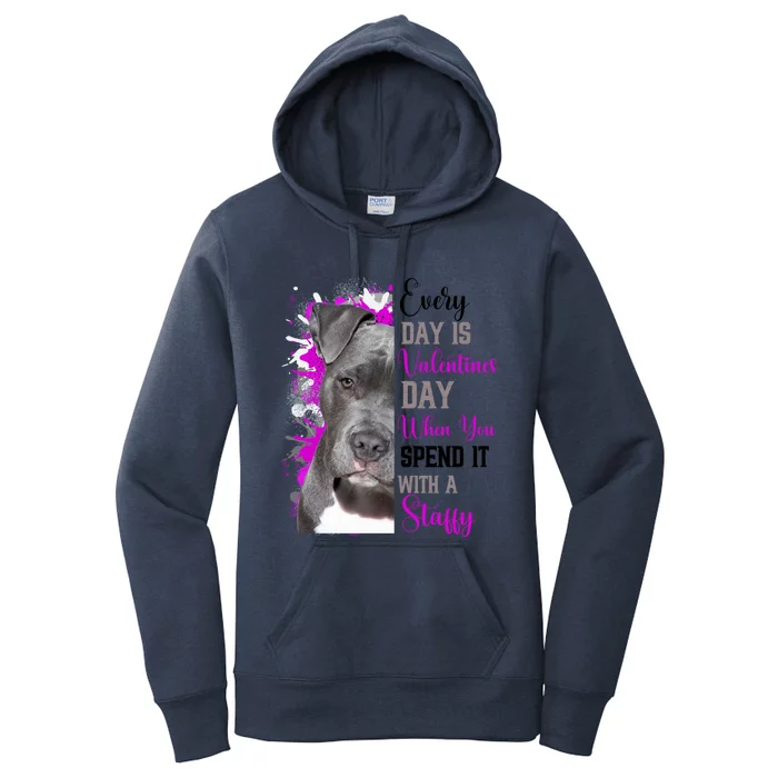 Staffy Valentines Day Mom Dogs Staffordshire Bull Terrier Funny Gift Women's Pullover Hoodie