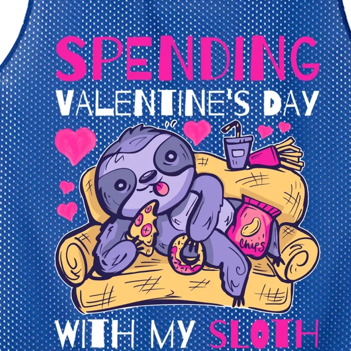 Spending Valentine's Day With My Sloth Gift Mesh Reversible Basketball Jersey Tank