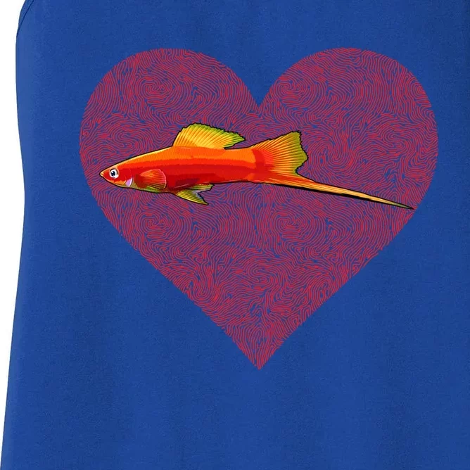 Swordtails Valentines Day Fish Love Fingerprint Cool Gift Women's Racerback Tank