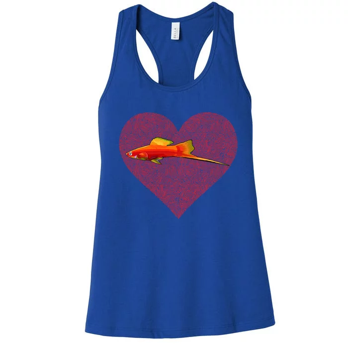 Swordtails Valentines Day Fish Love Fingerprint Cool Gift Women's Racerback Tank