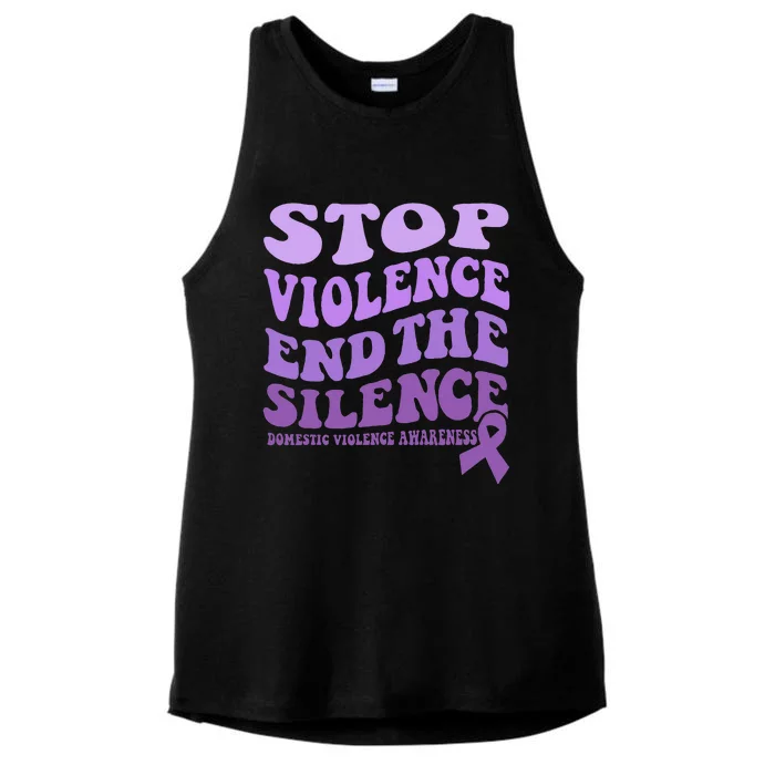 Stop Violence End the Silence Domestic Violence Awareness Ladies Tri-Blend Wicking Tank