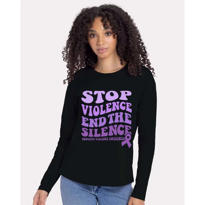 Stop Violence End the Silence Domestic Violence Awareness Womens Cotton Relaxed Long Sleeve T-Shirt