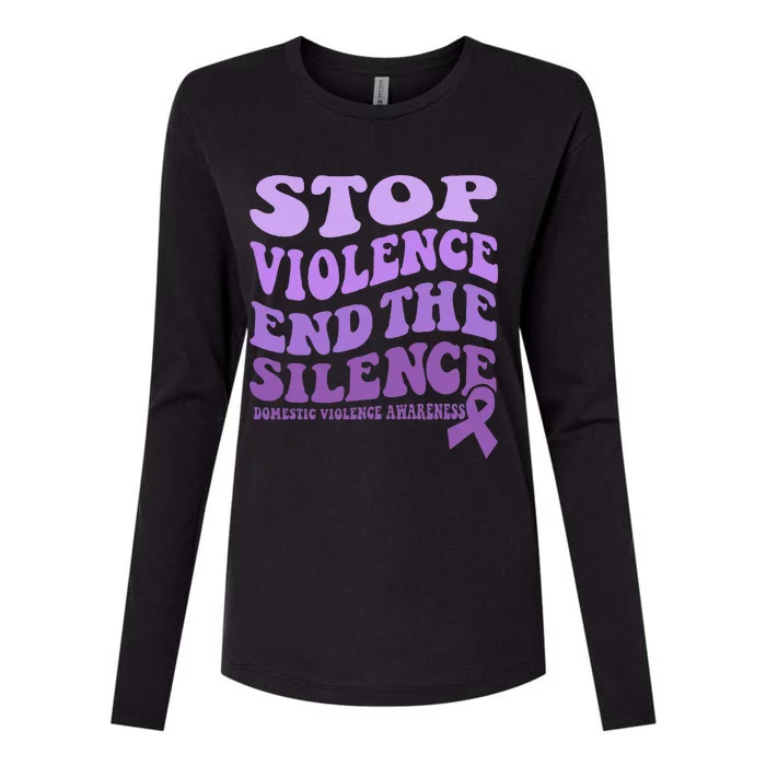 Stop Violence End the Silence Domestic Violence Awareness Womens Cotton Relaxed Long Sleeve T-Shirt