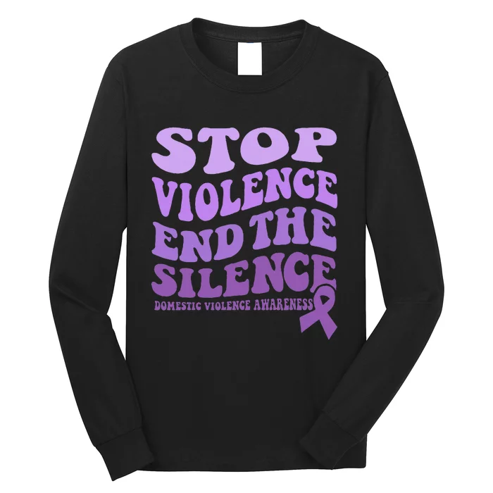 Stop Violence End the Silence Domestic Violence Awareness Long Sleeve Shirt