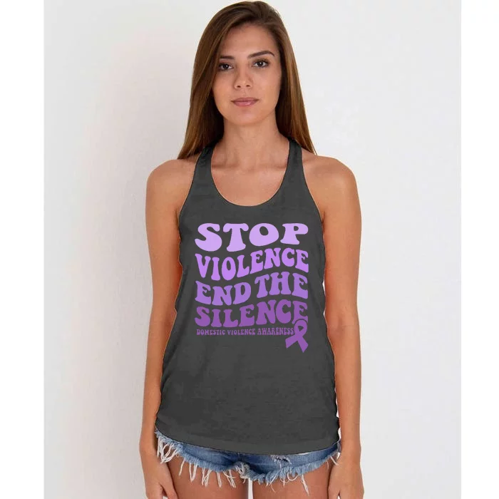 Stop Violence End the Silence Domestic Violence Awareness Women's Knotted Racerback Tank