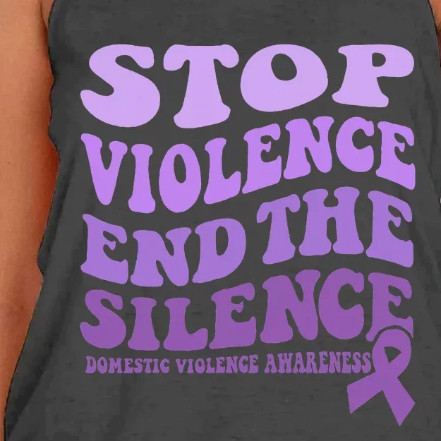 Stop Violence End the Silence Domestic Violence Awareness Women's Knotted Racerback Tank