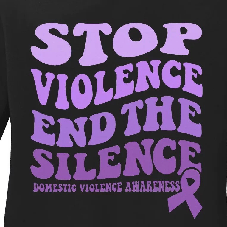 Stop Violence End the Silence Domestic Violence Awareness Ladies Long Sleeve Shirt