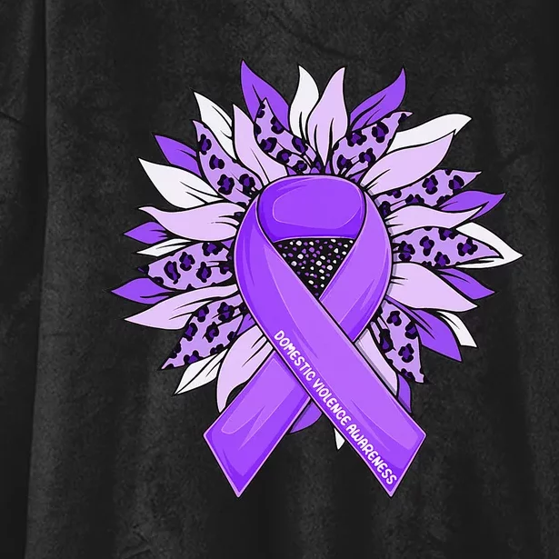 Stop Violence End The Silence Domestic Violence Ribbon Hooded Wearable Blanket