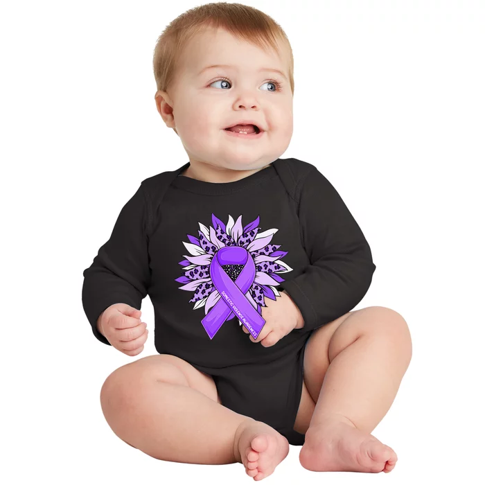 Stop Violence End The Silence Domestic Violence Ribbon Baby Long Sleeve Bodysuit