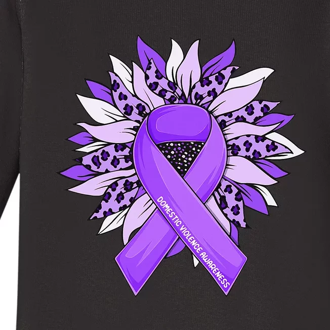 Stop Violence End The Silence Domestic Violence Ribbon Baby Long Sleeve Bodysuit