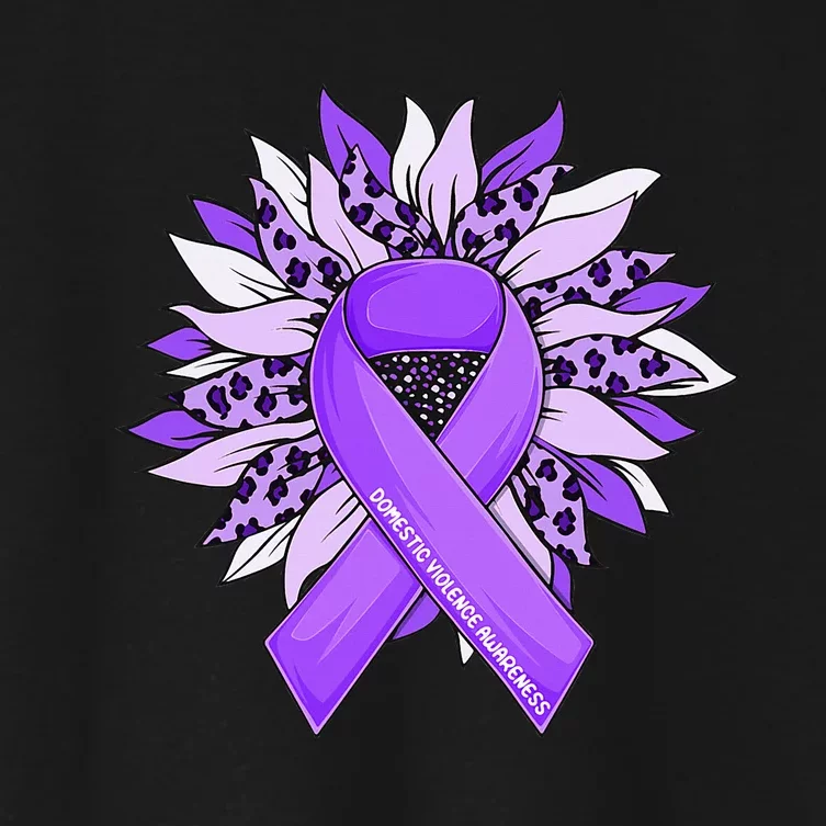 Stop Violence End The Silence Domestic Violence Ribbon Women's Crop Top Tee