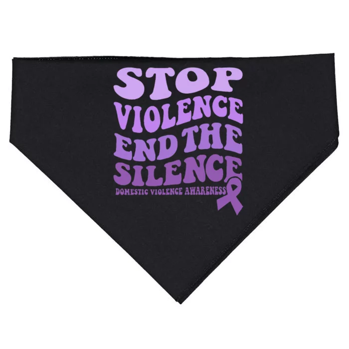 Stop Violence End the Silence Domestic Violence Awareness USA-Made Doggie Bandana