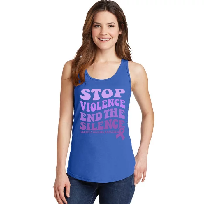 Stop Violence End the Silence Domestic Violence Awareness Ladies Essential Tank