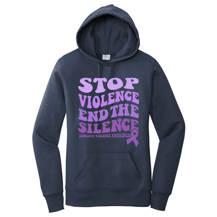 Stop Violence End the Silence Domestic Violence Awareness Women's Pullover Hoodie