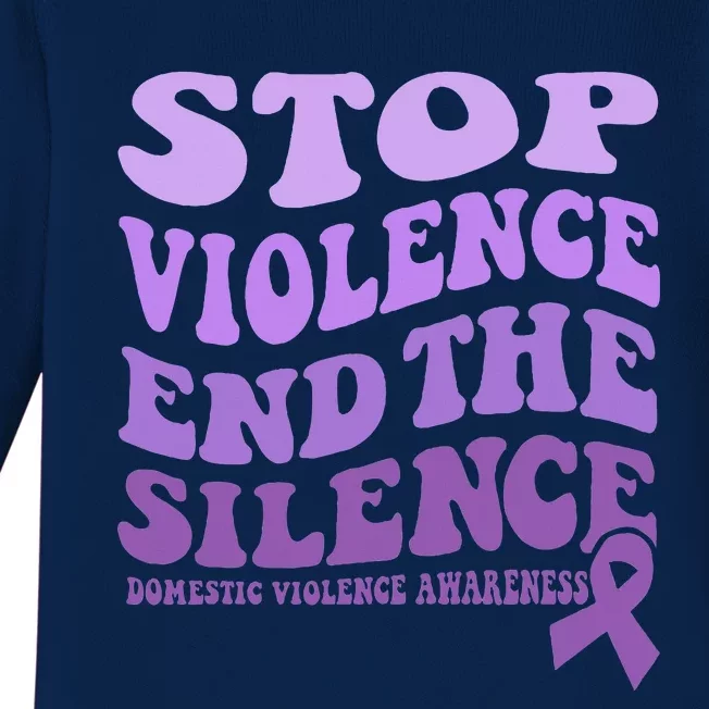 Stop Violence End the Silence Domestic Violence Awareness Baby Long Sleeve Bodysuit