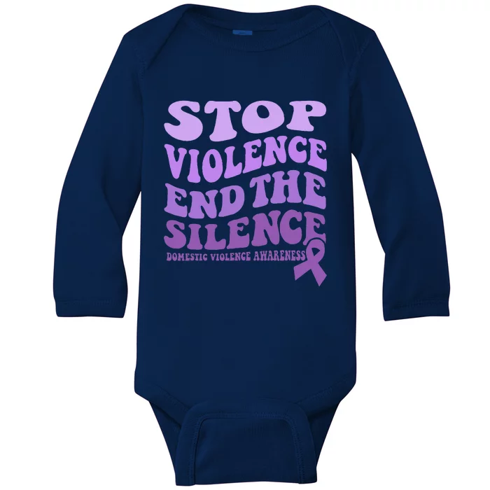 Stop Violence End the Silence Domestic Violence Awareness Baby Long Sleeve Bodysuit