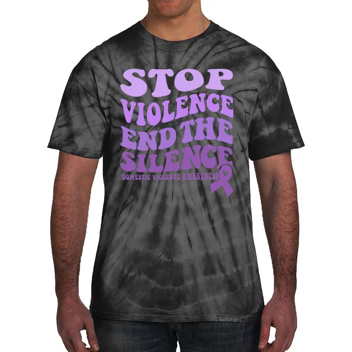 Stop Violence End the Silence Domestic Violence Awareness Tie-Dye T-Shirt