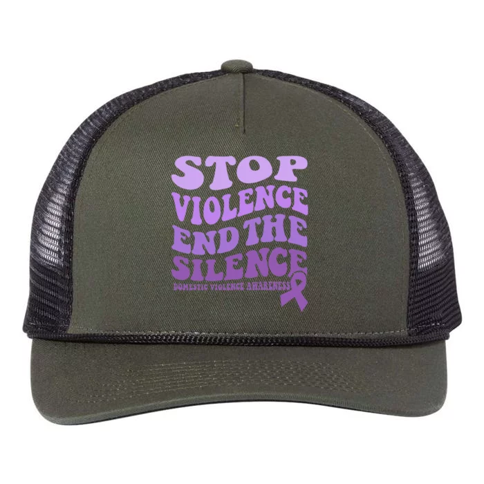 Stop Violence End the Silence Domestic Violence Awareness Retro Rope Trucker Hat Cap