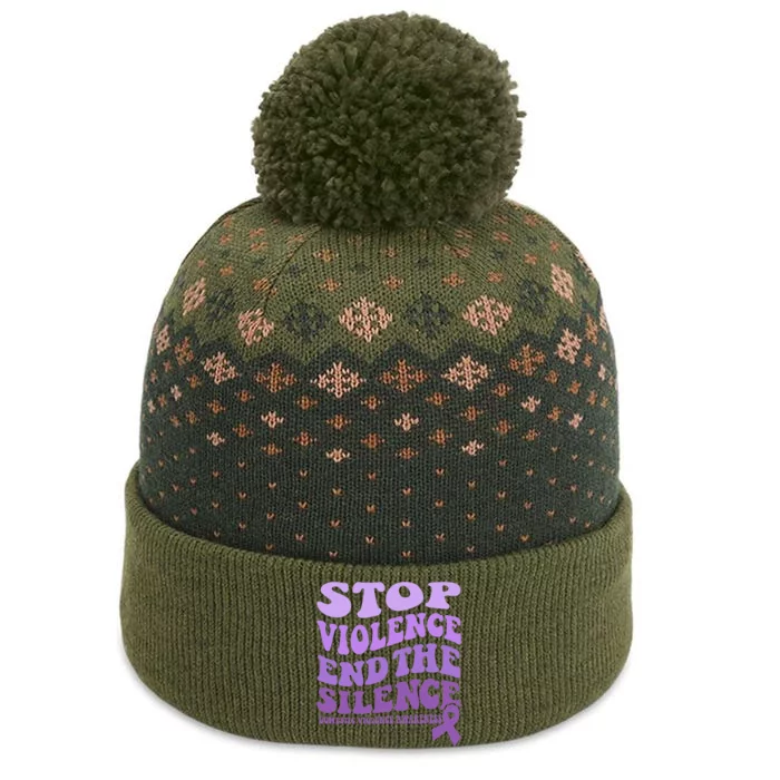 Stop Violence End the Silence Domestic Violence Awareness The Baniff Cuffed Pom Beanie