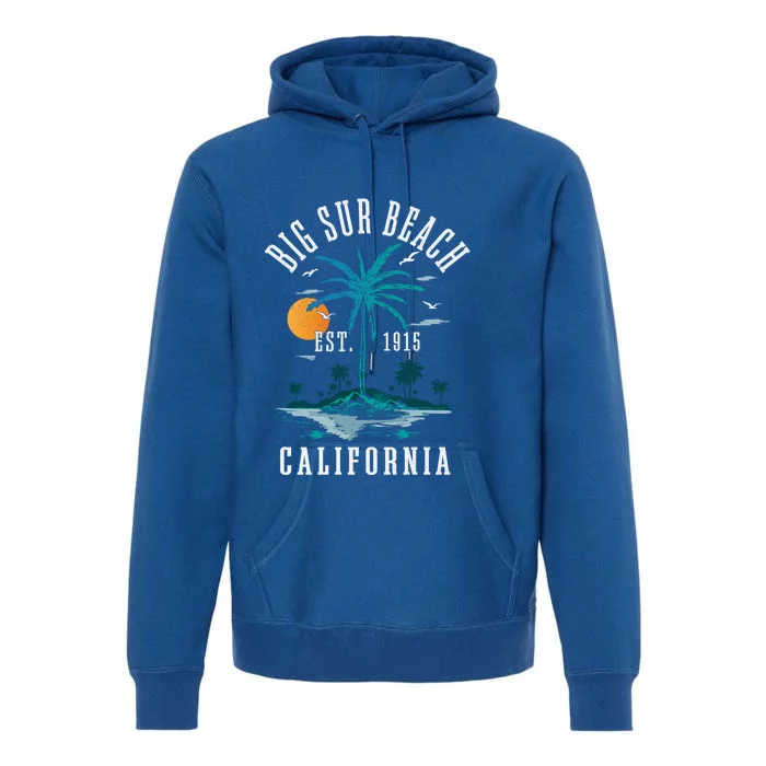 Summer Vacation Est 1915 California Big Sur Beach Vintage Gift Premium Hoodie