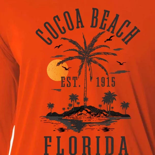 Summer Vacation Est 1915 Fl Florida Cocoa Beach Funny Gift Cooling Performance Long Sleeve Crew