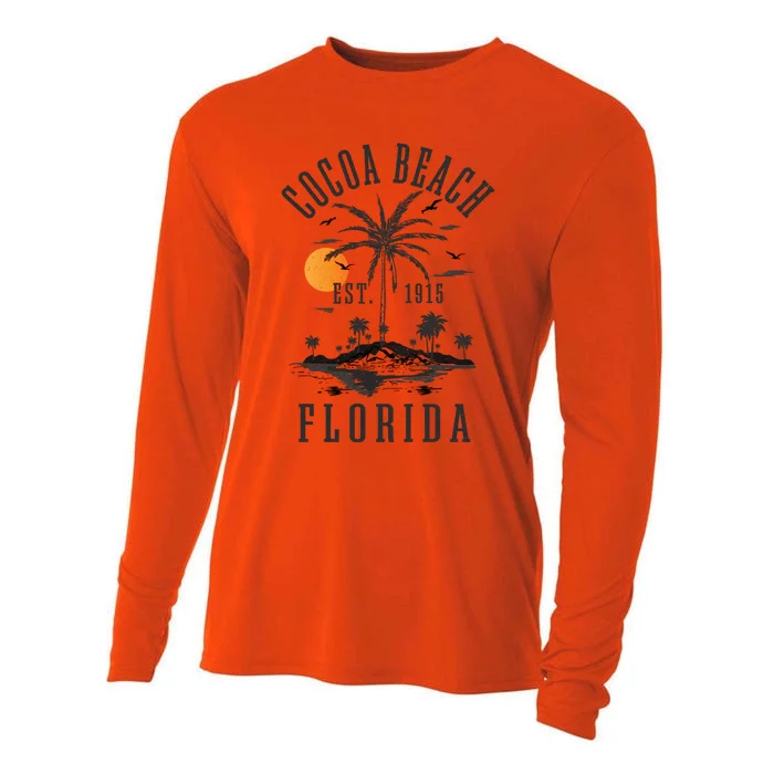 Summer Vacation Est 1915 Fl Florida Cocoa Beach Funny Gift Cooling Performance Long Sleeve Crew