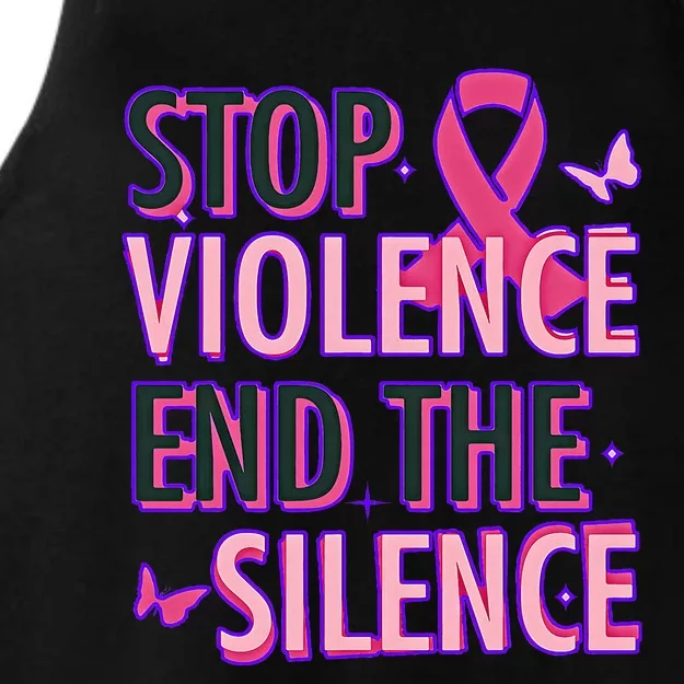 Stop Violence End The Silence Domestic Violence Awareness Ladies Tri-Blend Wicking Tank