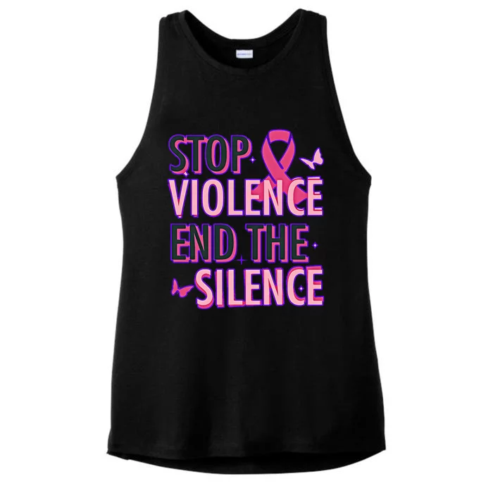 Stop Violence End The Silence Domestic Violence Awareness Ladies Tri-Blend Wicking Tank