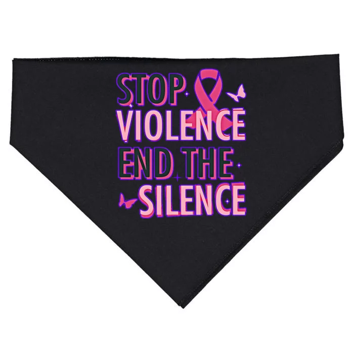 Stop Violence End The Silence Domestic Violence Awareness USA-Made Doggie Bandana