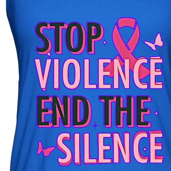 Stop Violence End The Silence Domestic Violence Awareness Ladies Essential Flowy Tank