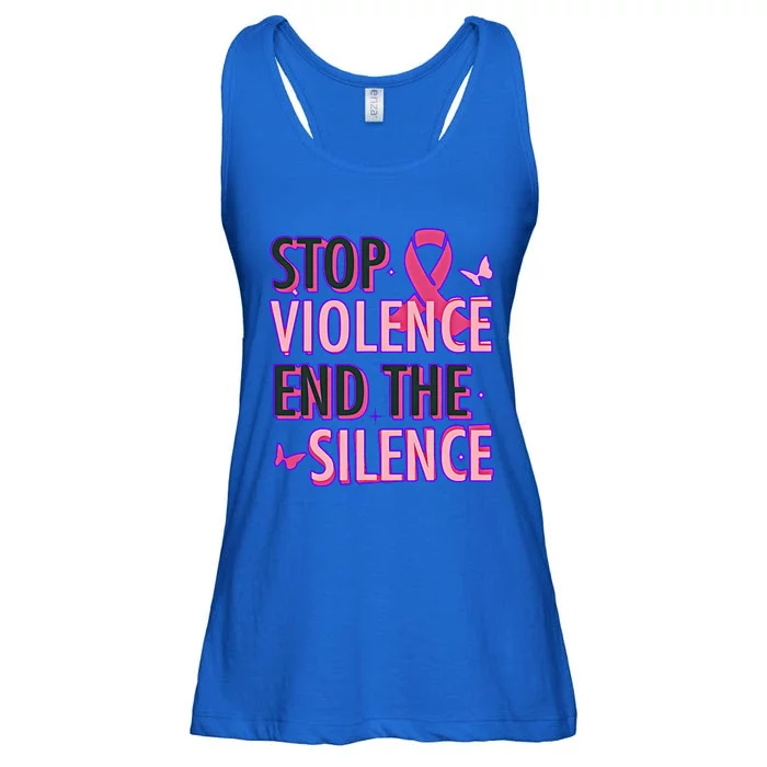 Stop Violence End The Silence Domestic Violence Awareness Ladies Essential Flowy Tank